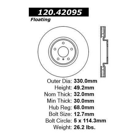 Centric StopTech Premium Cryostop Rotor; Front, StopTech 120.42095CRY